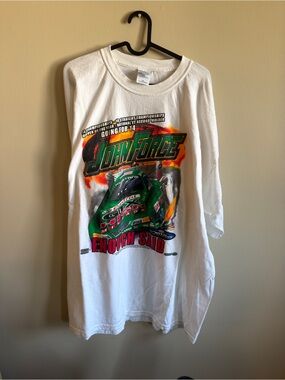 Vintage 2004 John Force Graphic Racing Tee in White & Green